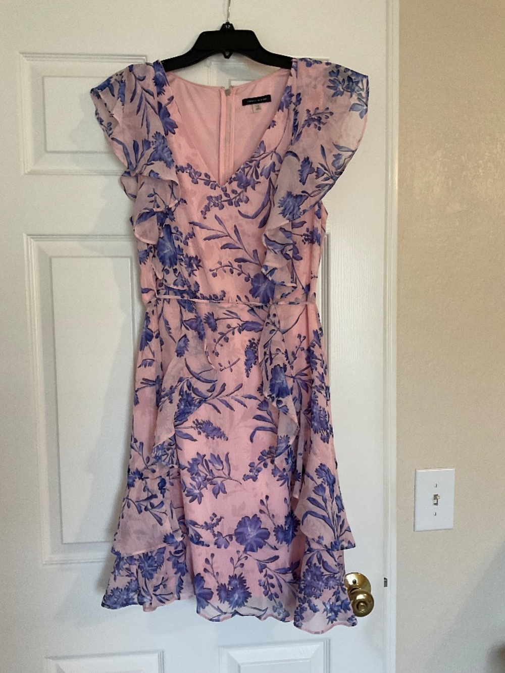 Tommy Hilfiger dress, size 12, light pink with purple flowers.